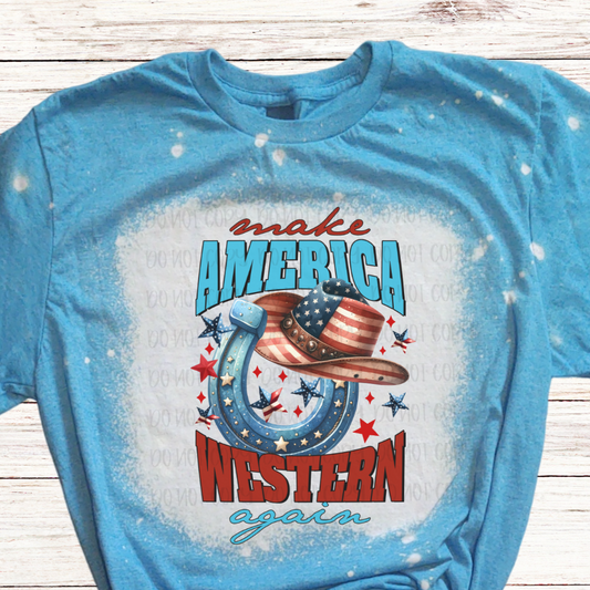 Make America WESTERN Again Bleached 4th of July Shirt