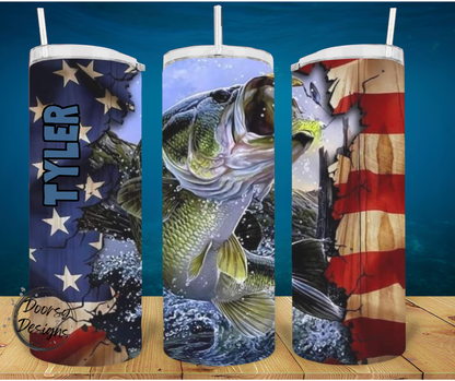 Fishing 20oz Sublimation Cup with American Flag