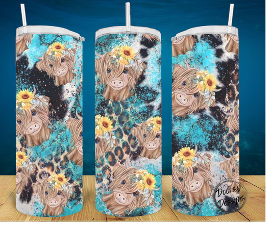 Highland Cow and Leopard Print 20oz Sublimation Cup