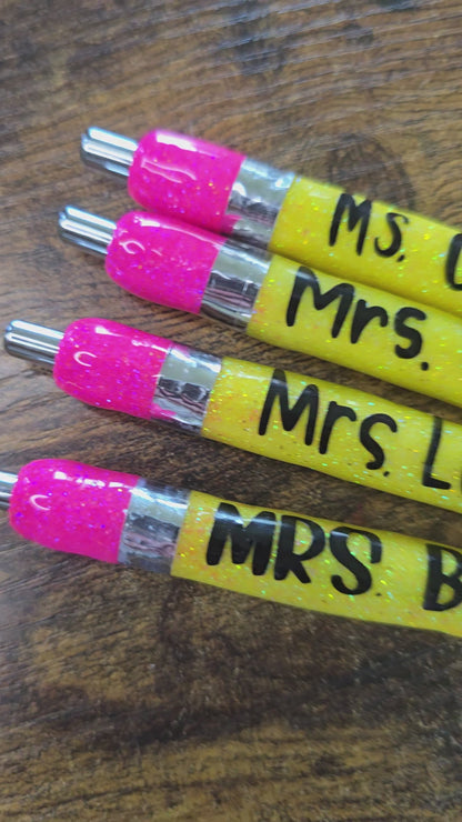 Teacher Pencil Glitter Pens