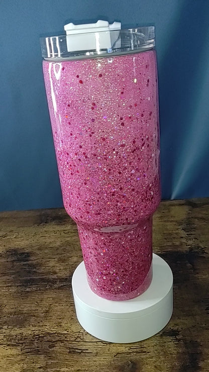 Light Pink Chunky Glitter Epoxy 40oz Dupe Tumbler
