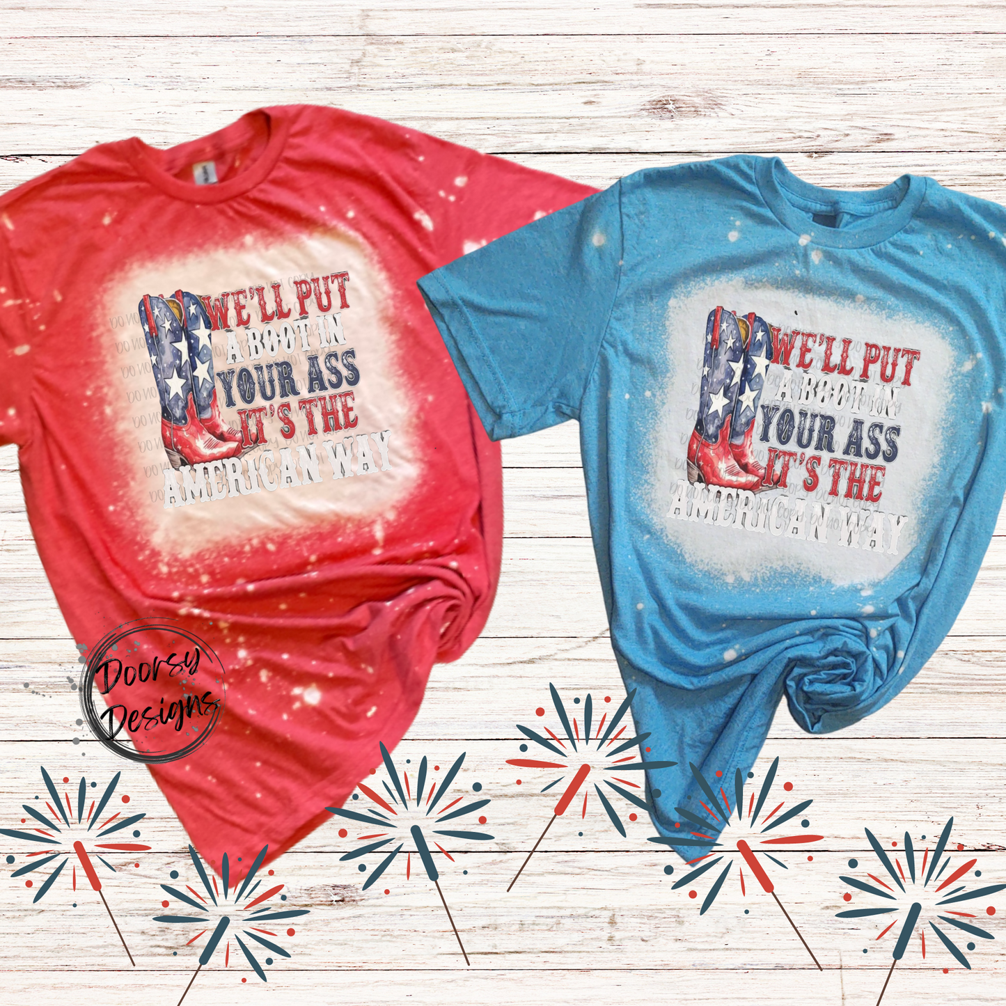 The American Way Bleached 4th of July Shirt with Cowboy Boots