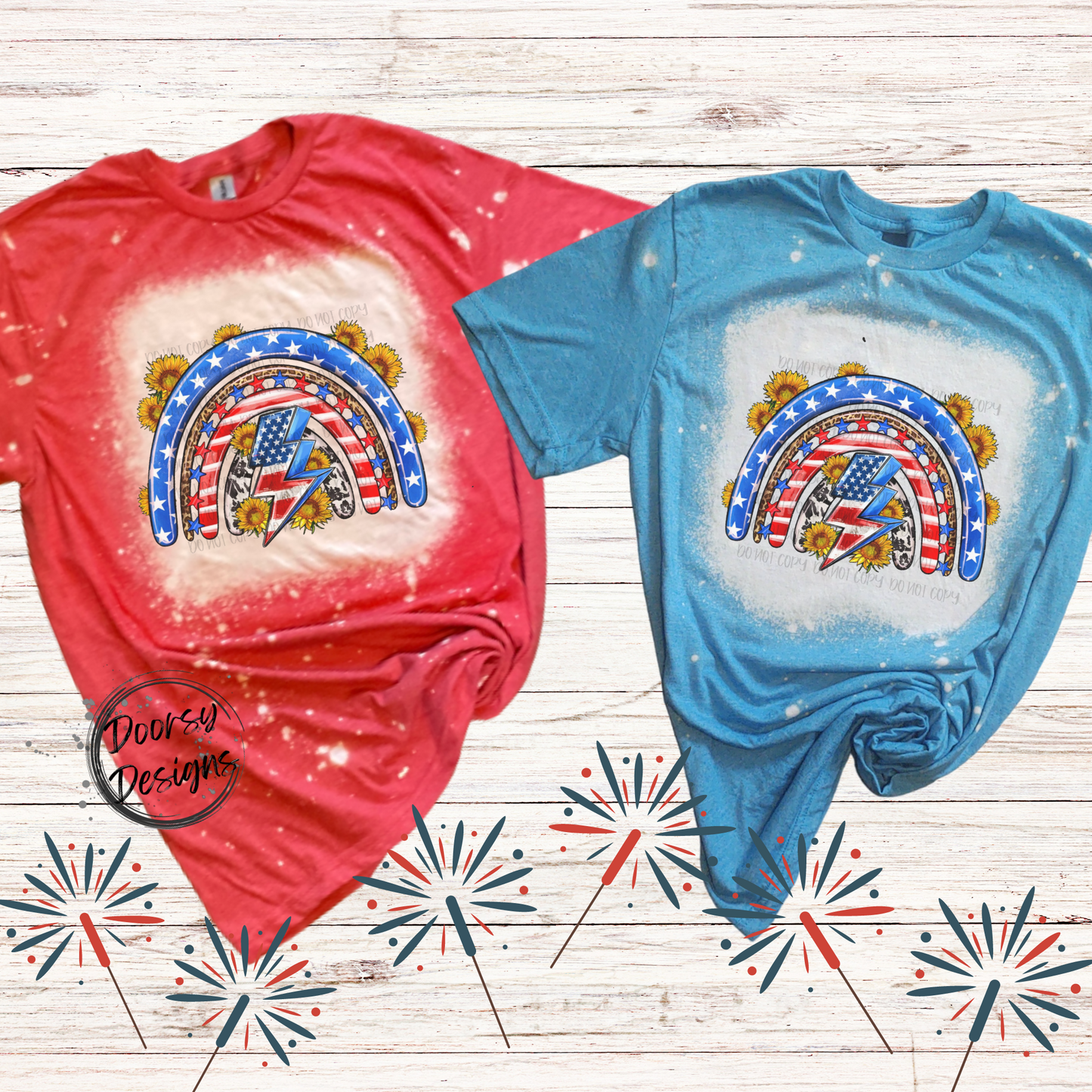 Rainbow 4th of July Shirt with Sunflowers
