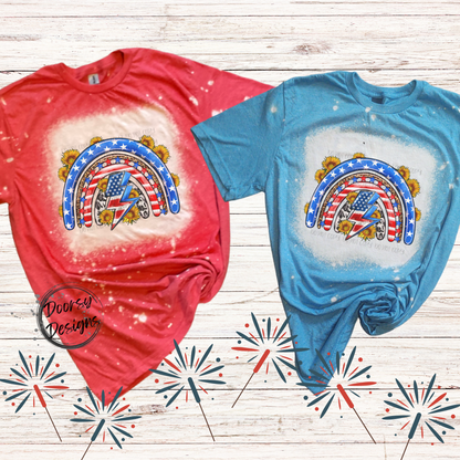 Rainbow 4th of July Shirt with Sunflowers