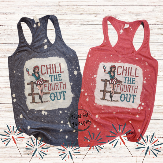 Chill the Fourth Out Bleached 4th of July Tank Top