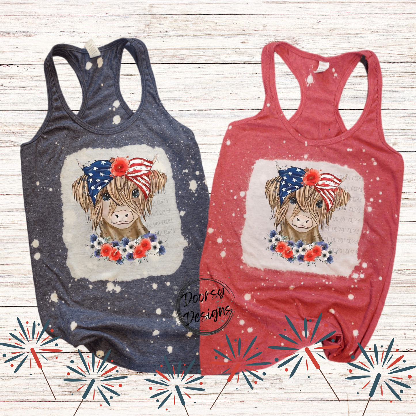 Baby Cow Bleached 4th of July Tank Top