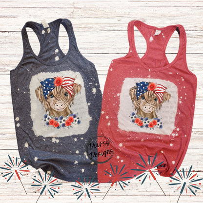 Baby Cow Bleached 4th of July Tank Top