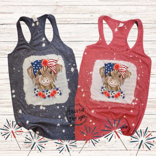 Baby Cow Bleached 4th of July Tank Top