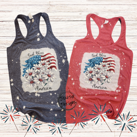 God Bless America Bleached 4th of July Tank Top