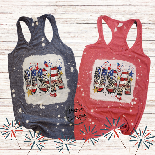 USA Bleached 4th of July Tank-Top