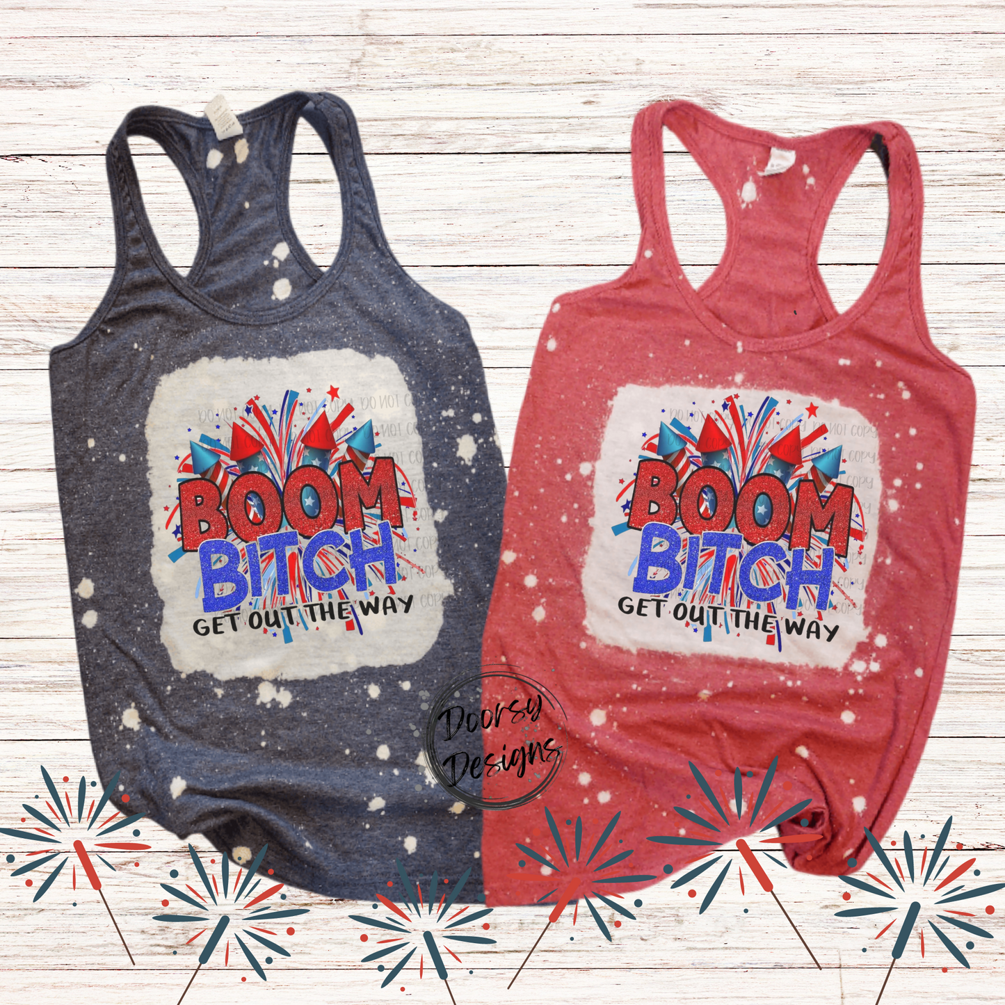 BOOM B*tch Bleached 4th of July Tank Top