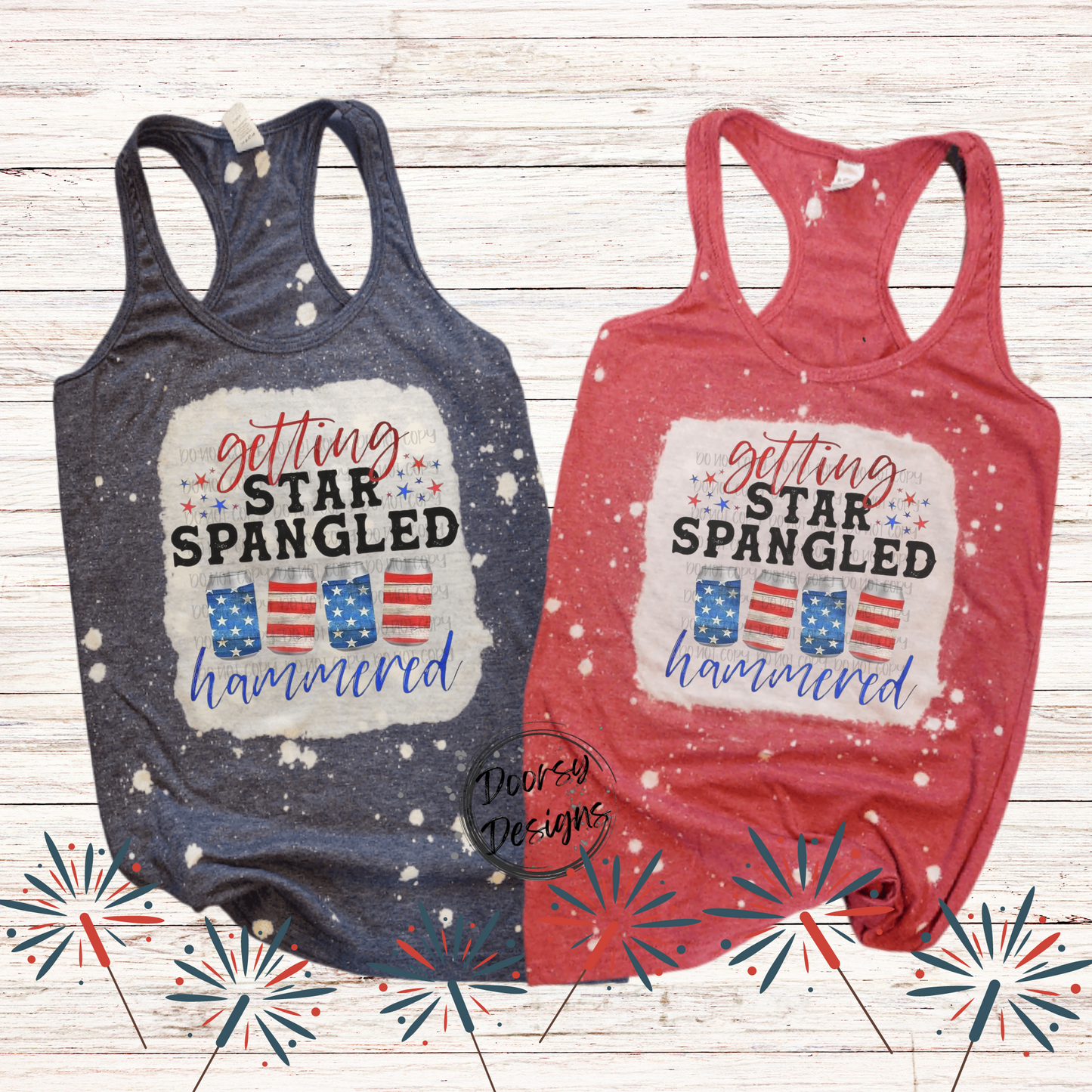 Star Spangled Hammered Bleached 4th of July Tank Top