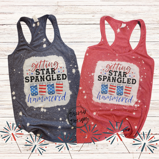 Star Spangled Hammered Bleached 4th of July Tank Top