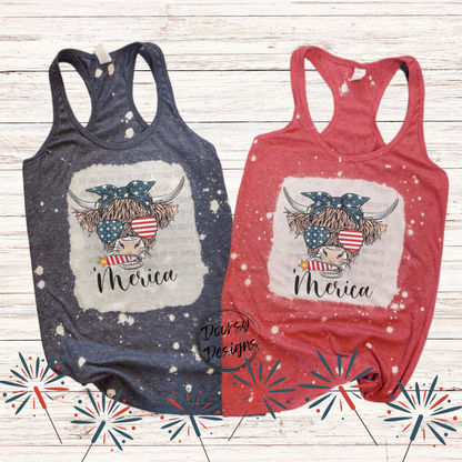 Highlander Bleached 4th of July Tank-Top with Firecracker