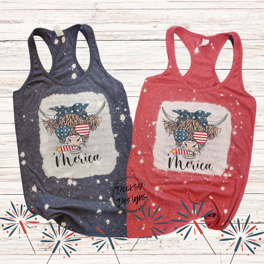 Highlander Bleached 4th of July Tank-Top with Firecracker