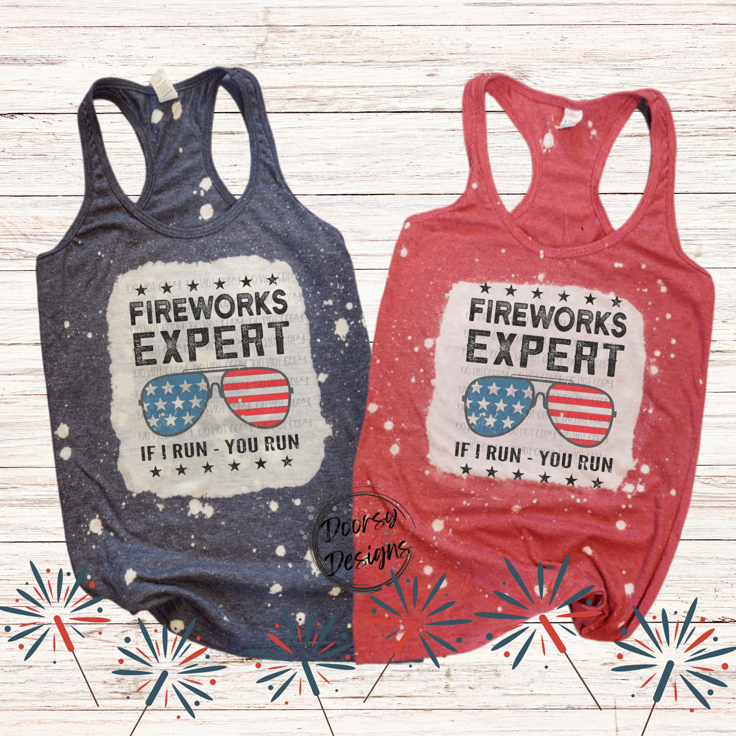 Fireworks Expert Bleached 4th of July Tank Top