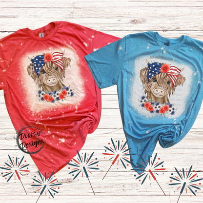 Patriotic Baby Cow Bleached 4th of July Shirt