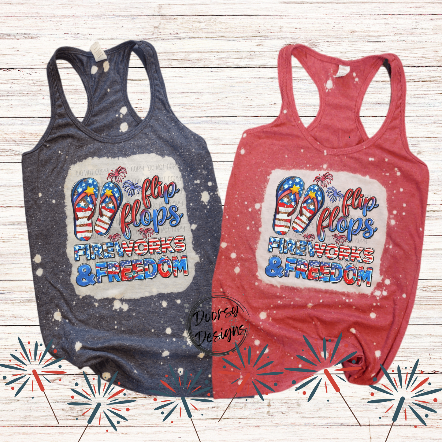 Flip Flops Bleached 4th of July Tank-Top