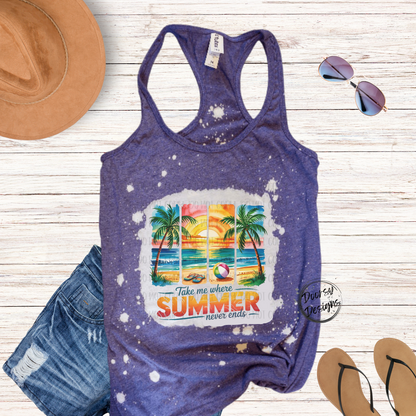 Take Me Where Summer Never Ends Bleached Tank Top