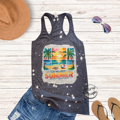 Take Me Where Summer Never Ends Bleached Tank Top