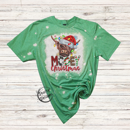 Mooey Christmas Cow Bleached XMAS Shirt