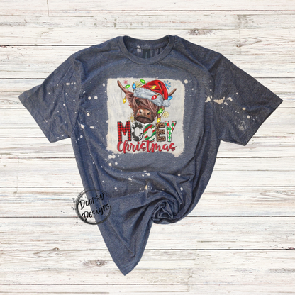 Mooey Christmas Cow Bleached XMAS Shirt