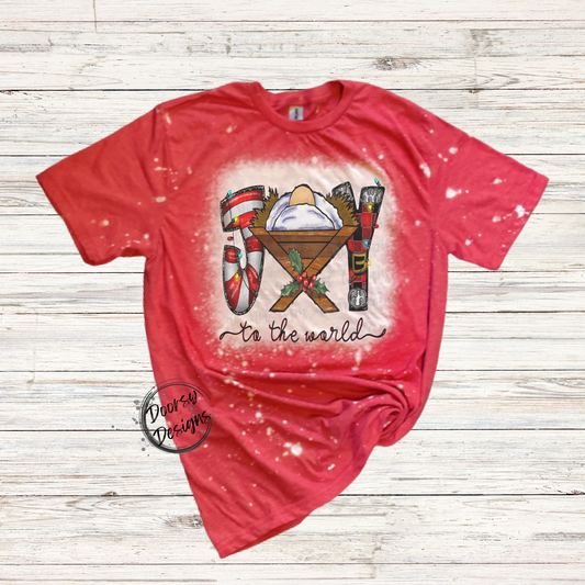 JOY Christmas Shirt, Baby Jesus Bleached Shirt