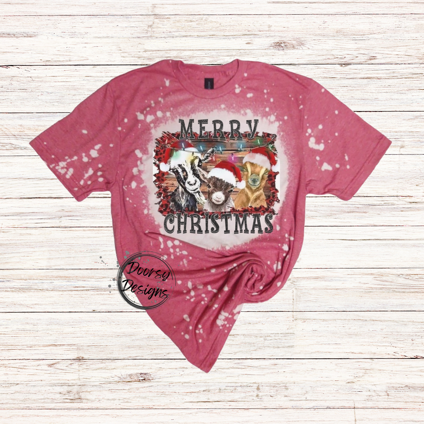 Merry Christmas Goats Bleached XMAS Shirt